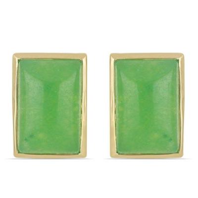 BUY STERLING SILVER NATURAL GREEN JADE BIG GEMSTONE EARRINGS